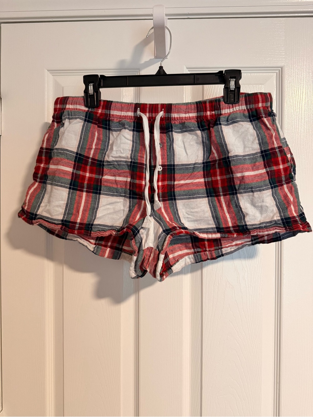 stars above Red and White Plaid Pajama Shorts